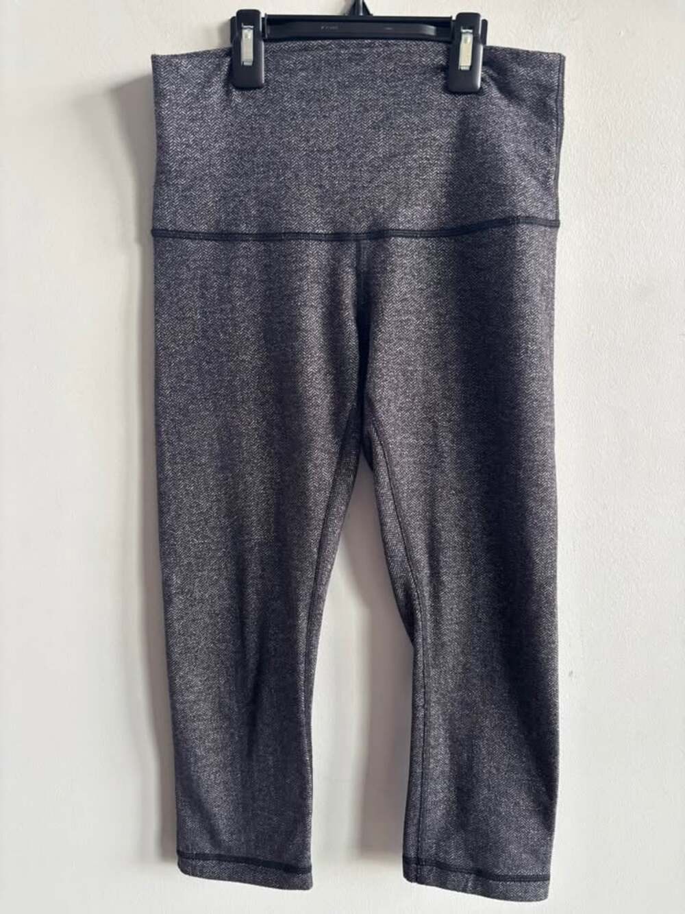 Lululemon Wunder Under High-Rise Crop Leggings 21" Herringbone Gray Black Size 6